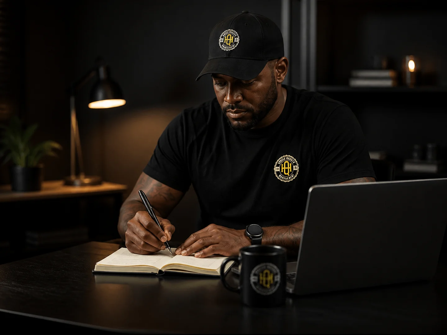An entrepreneur planning his next business steps at a desk